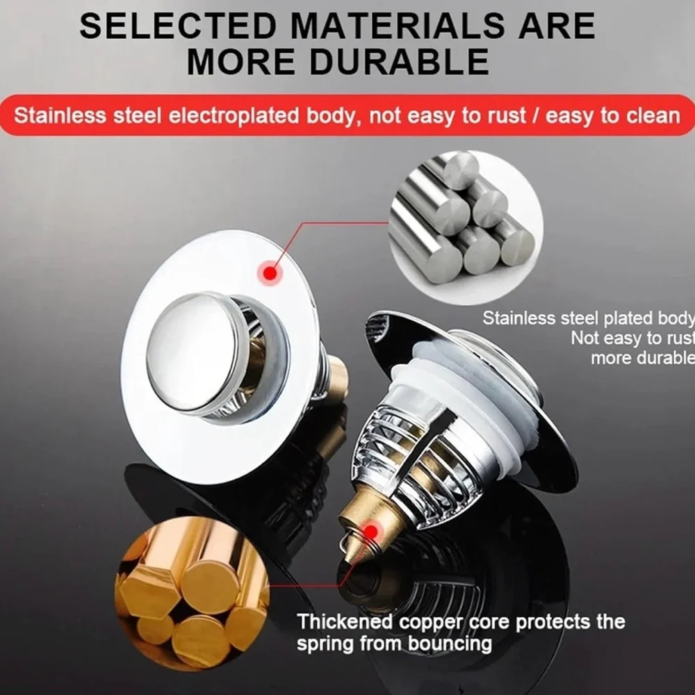 Stainless Steel Sink basin pop up strainer plug kitchen, bathroom